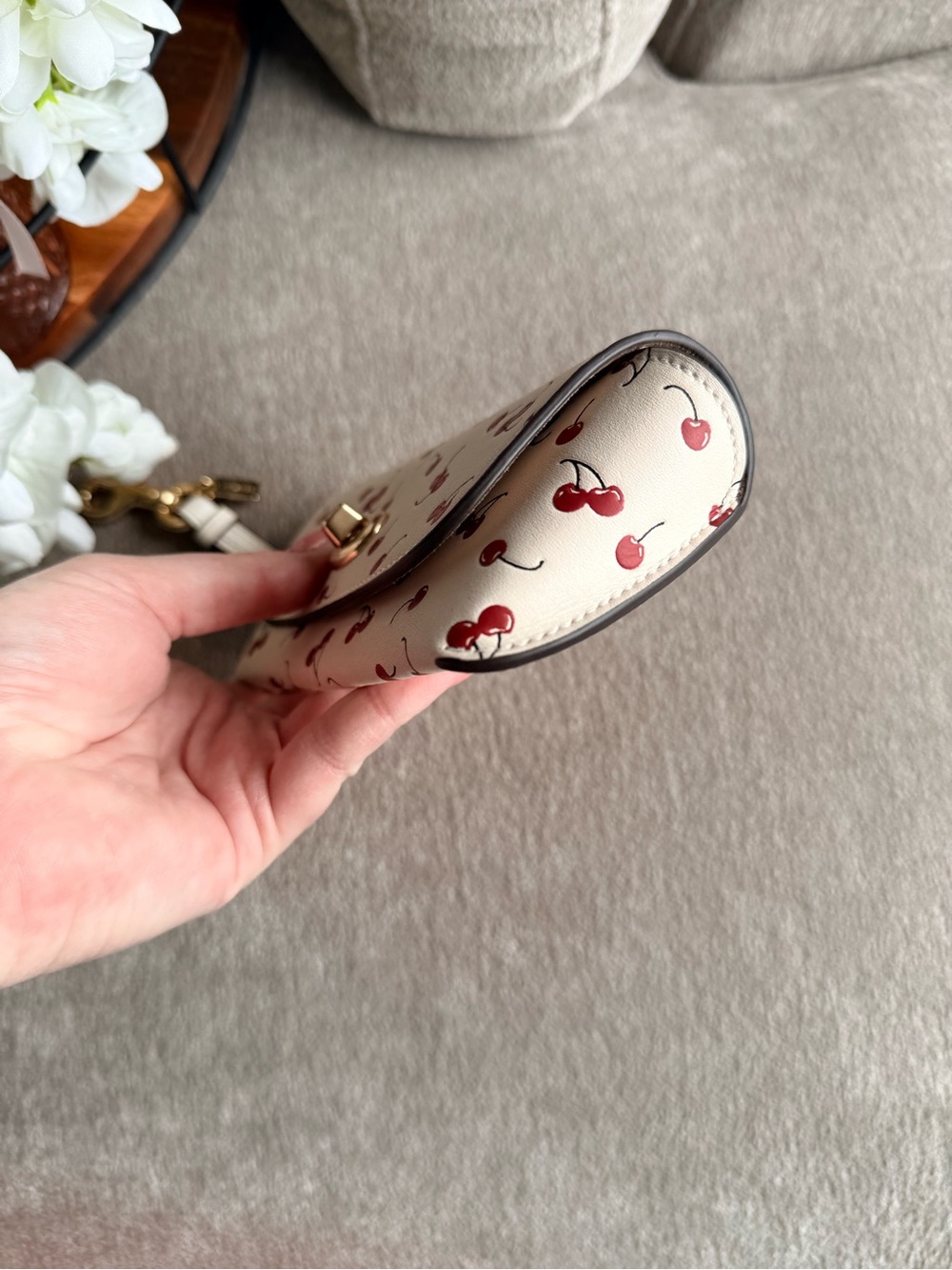 Coach Cream Sunglass Holder with Red Cherry Print NWT - Picture 4 of 5
